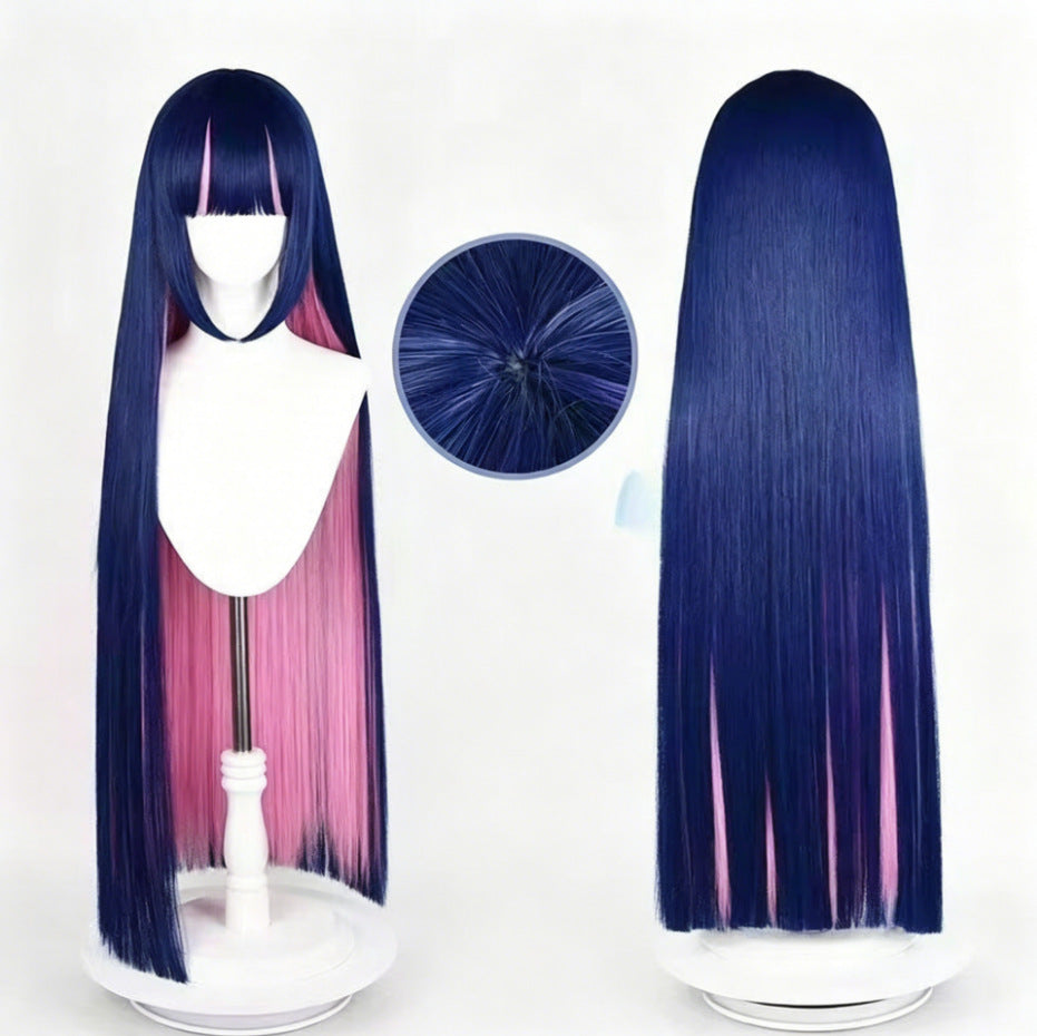 Stocking With Shi Duo Towel Color Matching Long Straight Hair Cos Wig