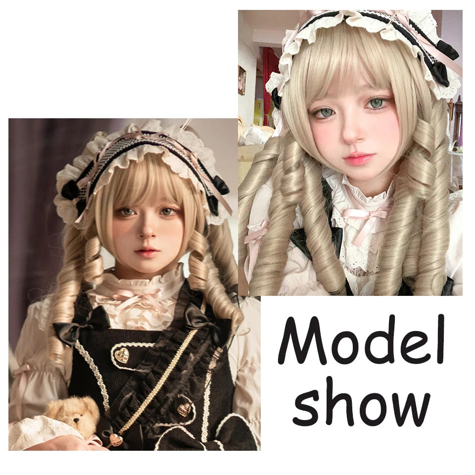 Women's Cartoon Animation Two Colors Small Bun Long Curly Hair Other Wig