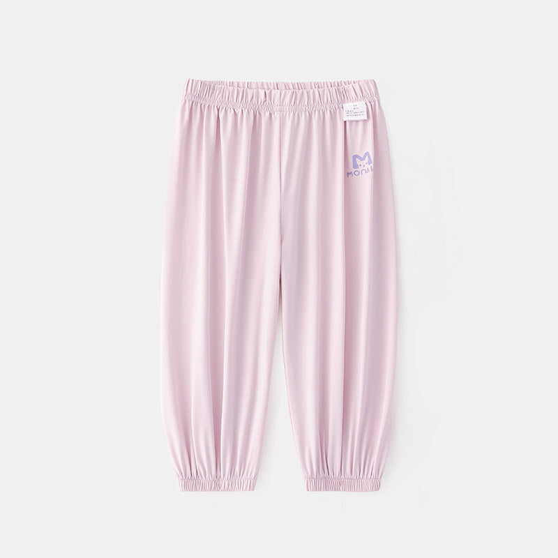 Children's Trousers Summer Ice Silk Cool Feeling Ankle Banded Thin Uv Children's Pants