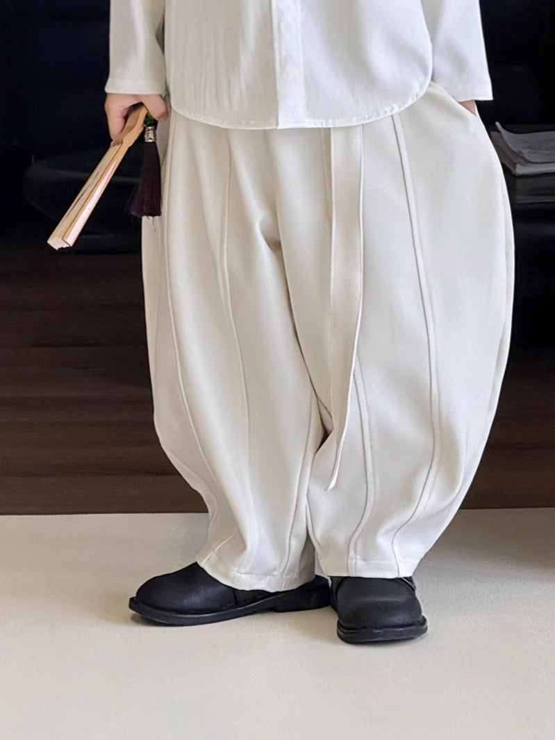 Children's Korean Fashionable Style Ribbon Solid Color Casual Trousers Children's Pants