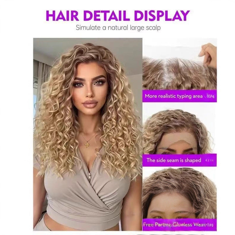 Small Curly Hair Front Lace Medium Chemical Wig Long Curls