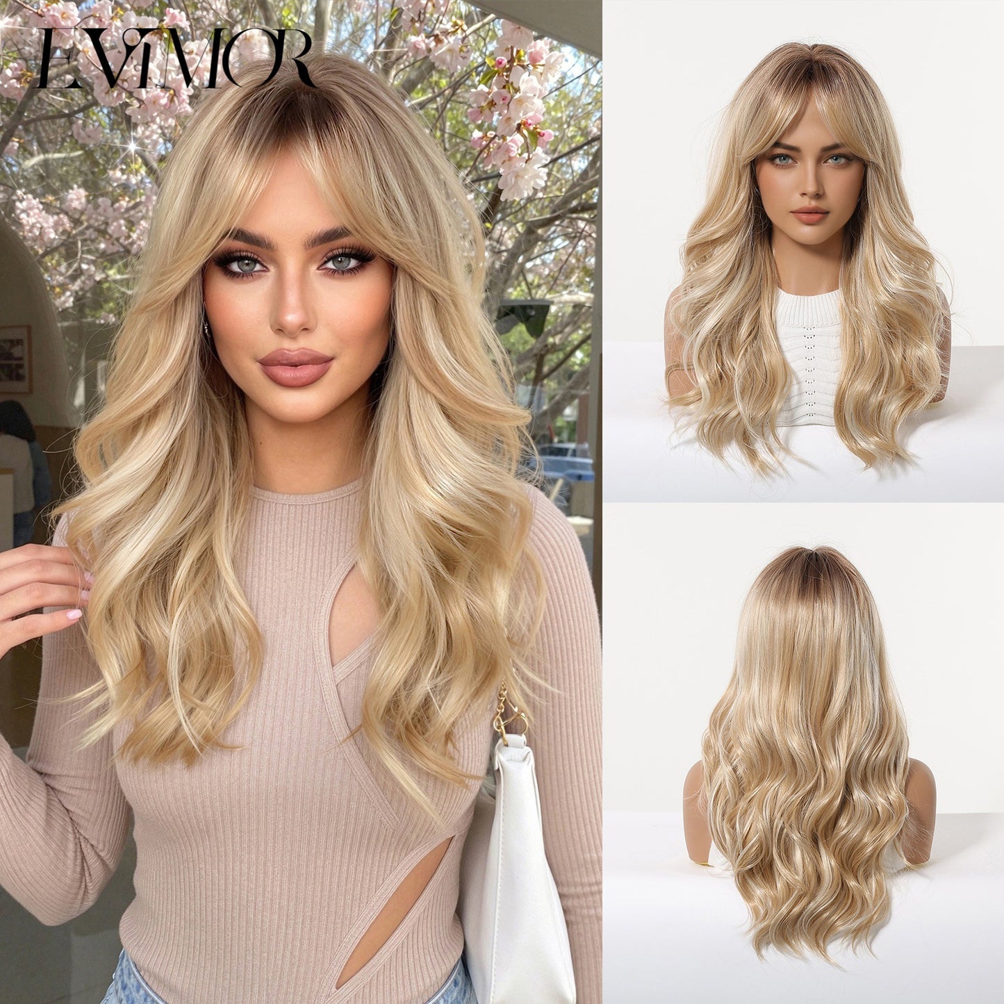 Big Wave Female Bangs Black Gradient Gray Curly Wig Long Curls