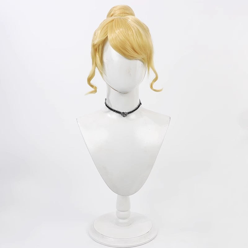 Princess Style Gray Golden Yellow Simulation Scalp Cos Wig