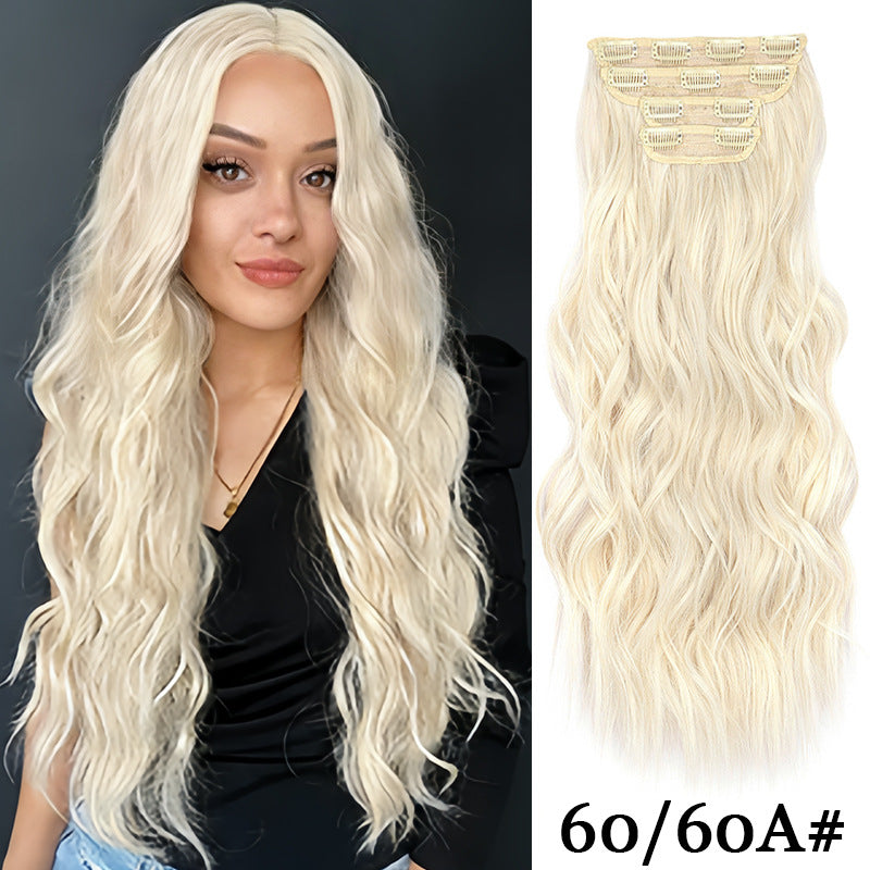 Hairpiece Clip Hair Extension Card Invisible Wig Long Curls