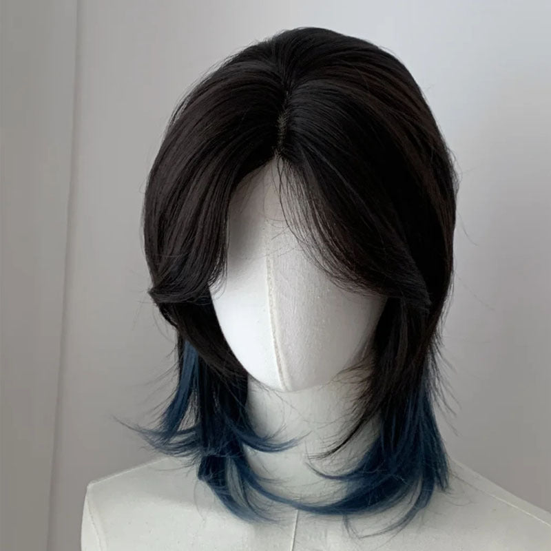 Women's & Men's Wolf Tail Mid-length Fashion Layered Fluffy Dyed Anchovy Head Wig Short Curly Hair