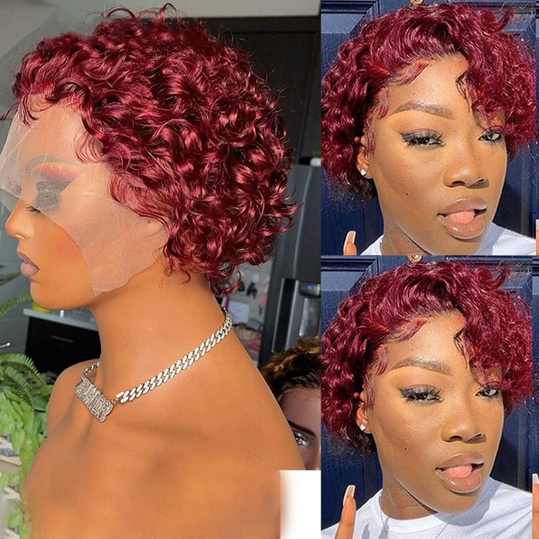 Pixie Curly With Lace Brazilian Natural Real Hair Wig