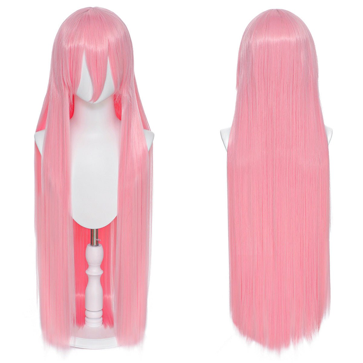 Long Straight Hair Hairpiece Blank Black White Cos Wig