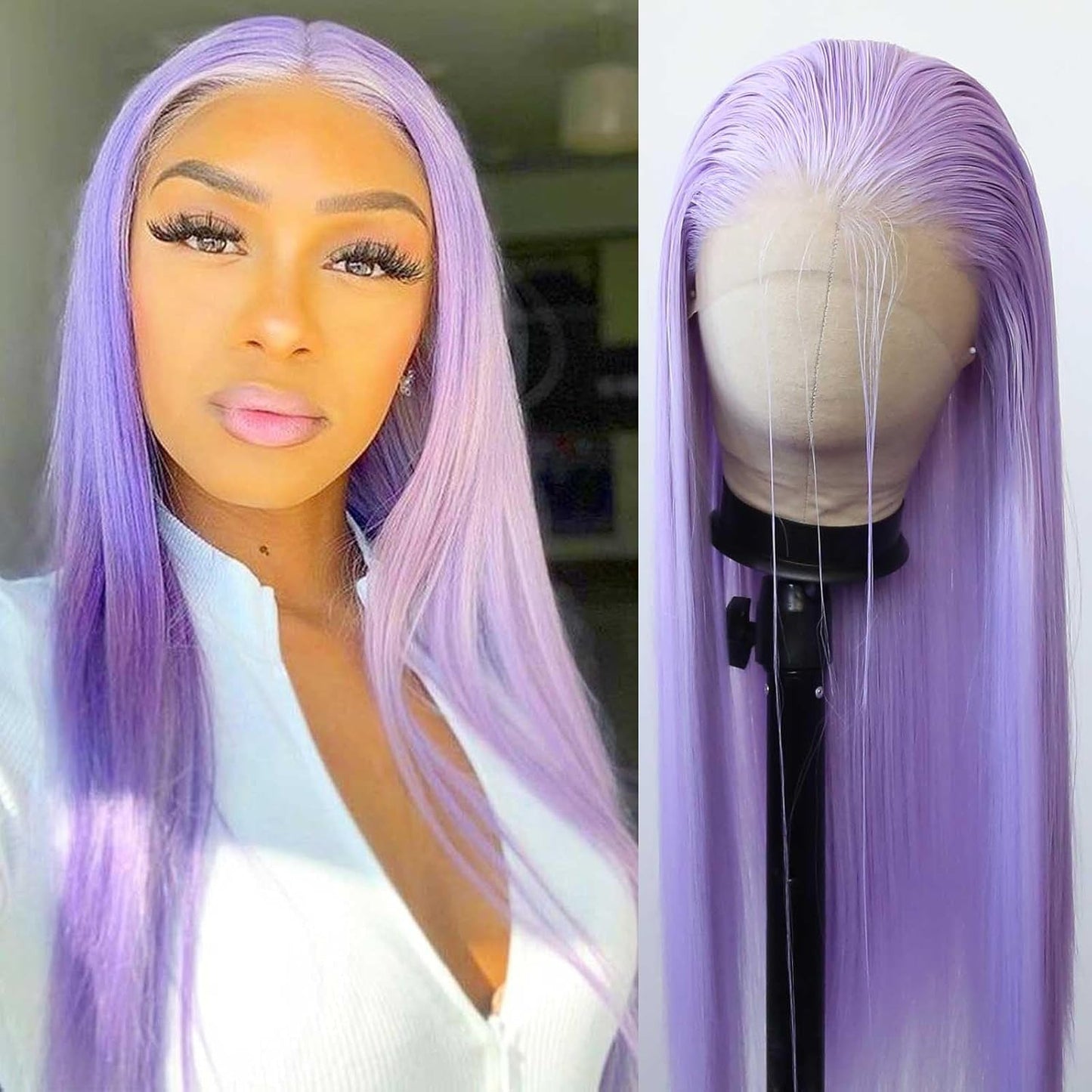 Women's Front Lace Natural Simulation Hair Chemical Long Straight Wig