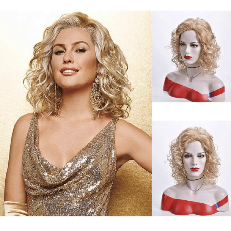 Curly Hair Female African Fashionable Golden Wig Long Curls