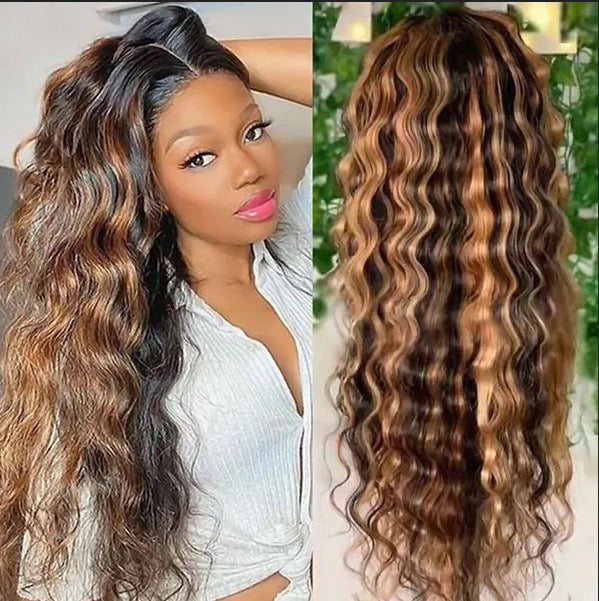 Women's African Small Roll Dark Brown Dyed Afro Fiber Synthetic Wig Long Curls