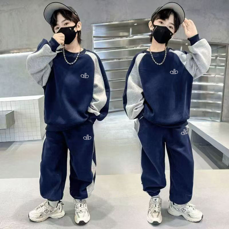 Children's Multicolor Hoodie Two-piece Leisure Sports Sweater Trendy Children's Suit