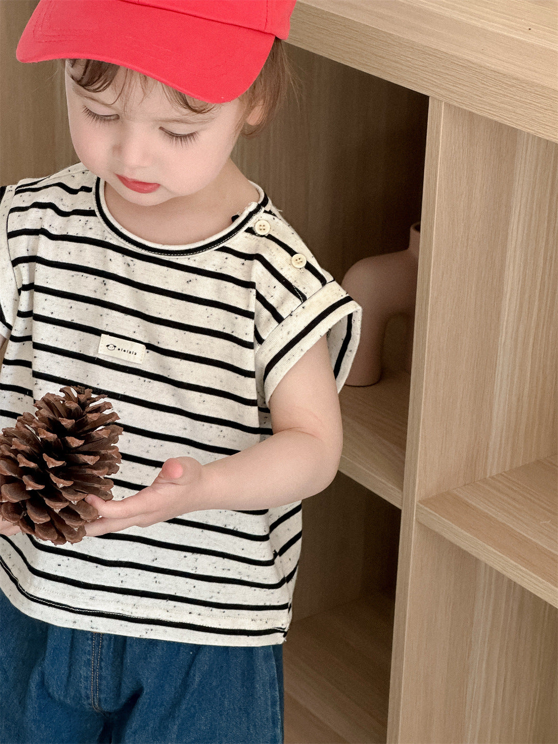Children's Striped T-shirt Denim Shorts Summer Thin Korean Style Children's Suit