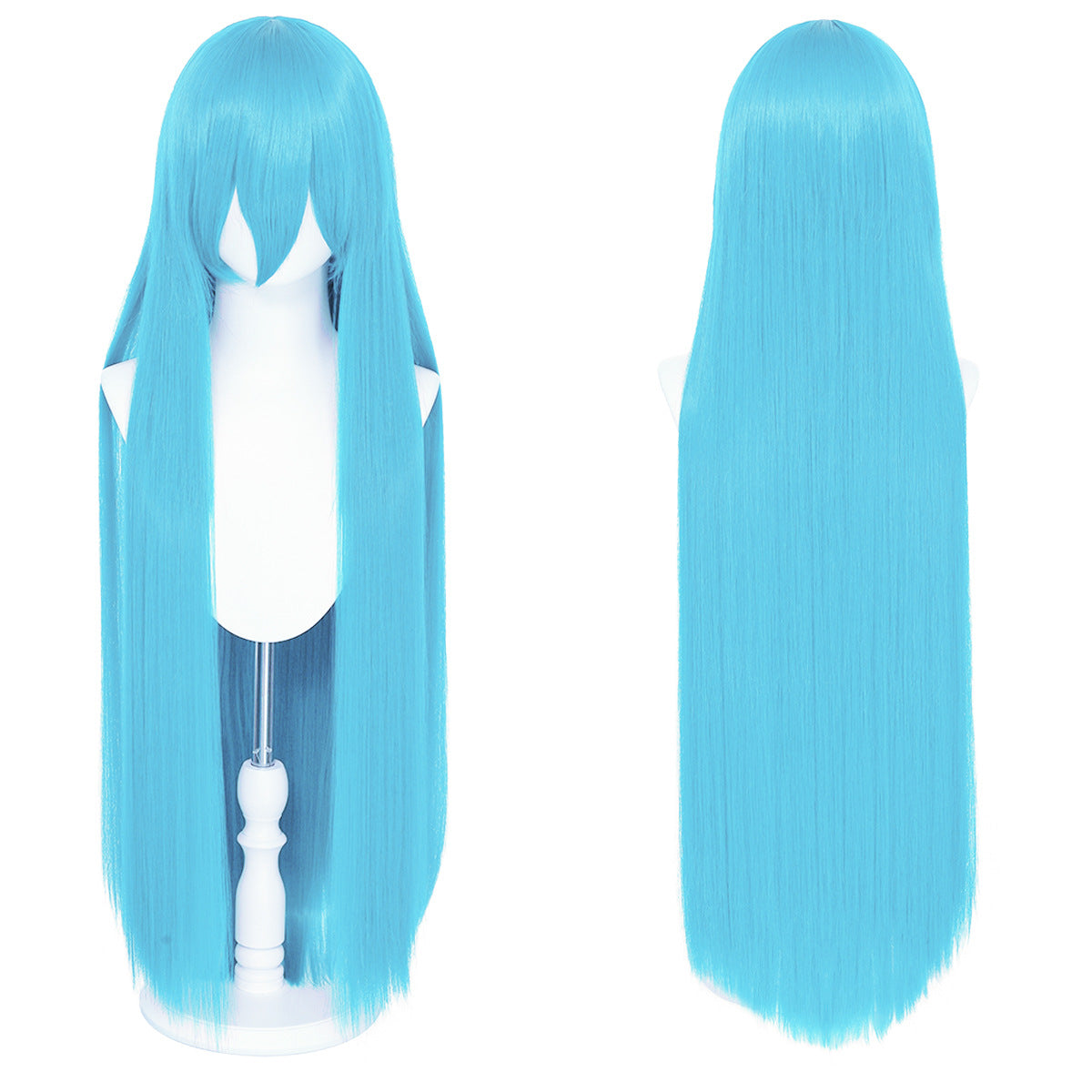 Long Straight Hair Hairpiece Blank Black White Cos Wig