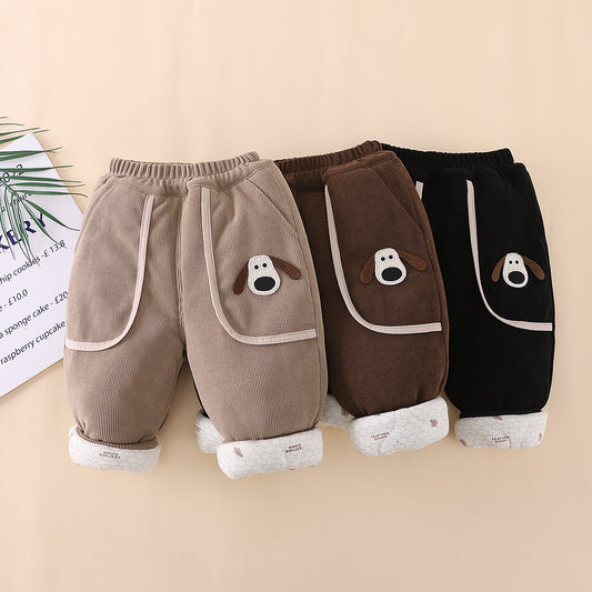 Cotton For Outer Wear Fleece Padded Winter One To Get Children's Pants