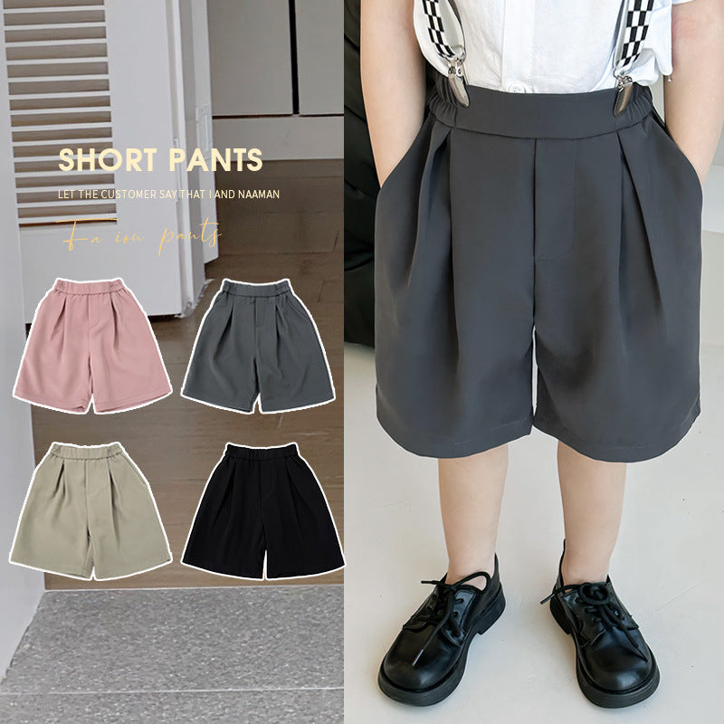 Children's Korean Shorts Boys Elastic Waist Pure Color Suit Children's Pants