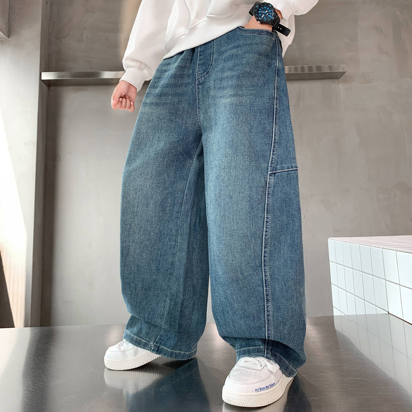 Children's Jeans Trousers Medium Large Fashionable Korean Style Children's Pants