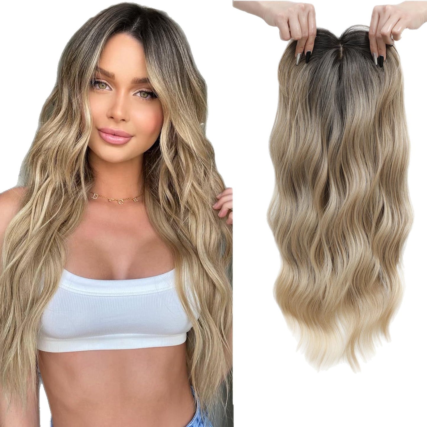 Women's Hairpiece Chemical Fiber Long Curly Hair Gradient Golden Wig