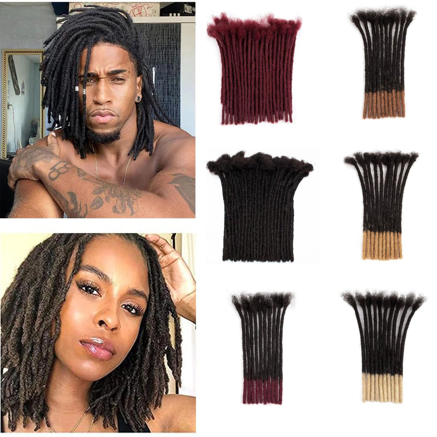 Human Dreadlocks Hand Rub African Reggae Real Hair Wig