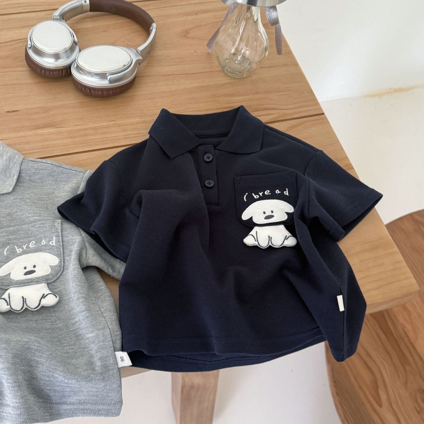 Boy's Solid Color Summer Collar Polo Top Short Children's T-shirt