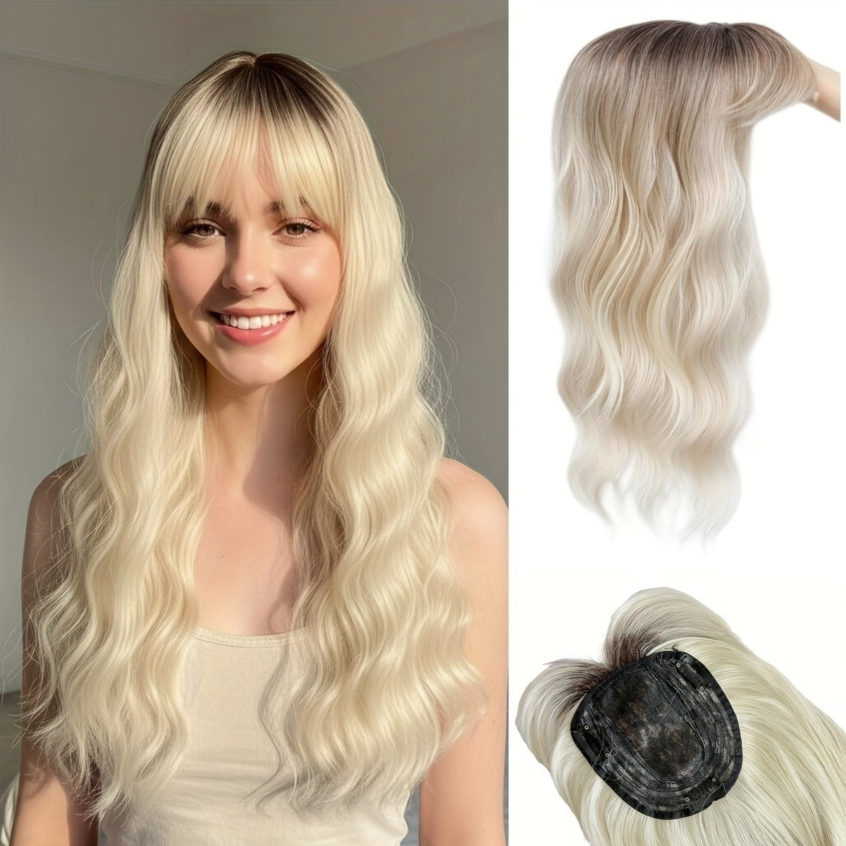 Need To Wear Hair Black Gold Gradient Female Straight Top Wig Long Curls