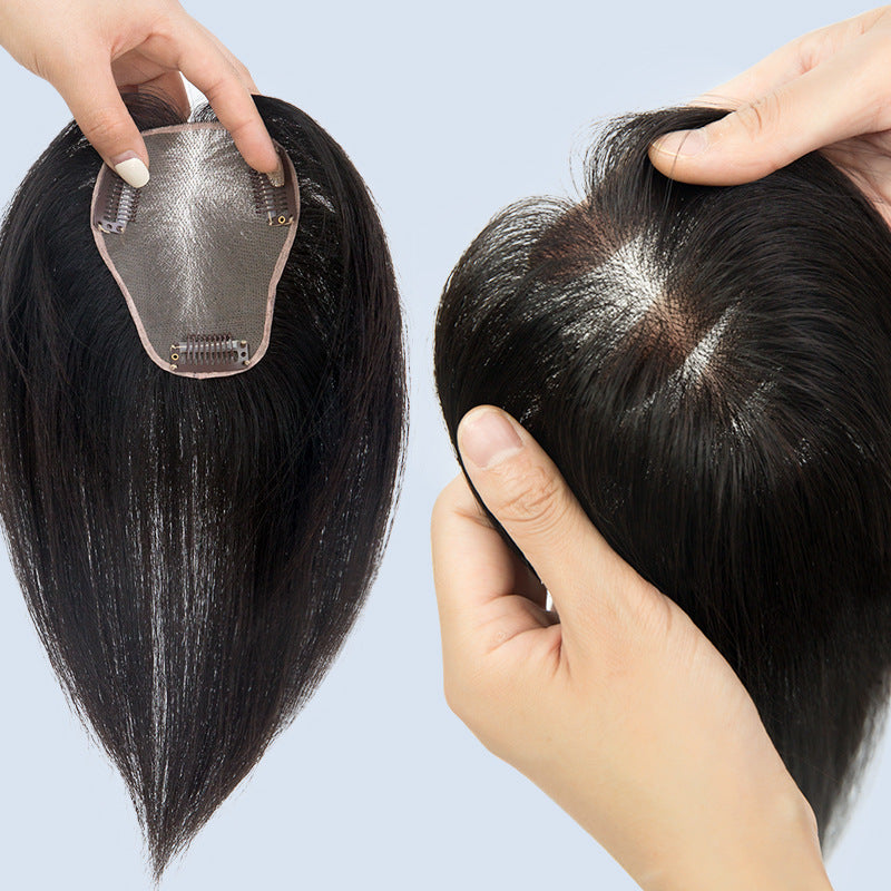 Women's Set Mesh Single Layer Lightweight Supplementing Real Hair Wig