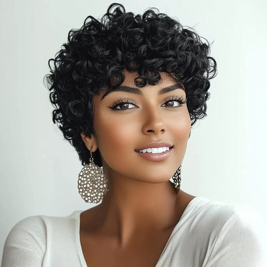 Women's Small Curly Hair Short Head Cover Chemical Fiber Wig Long Curls