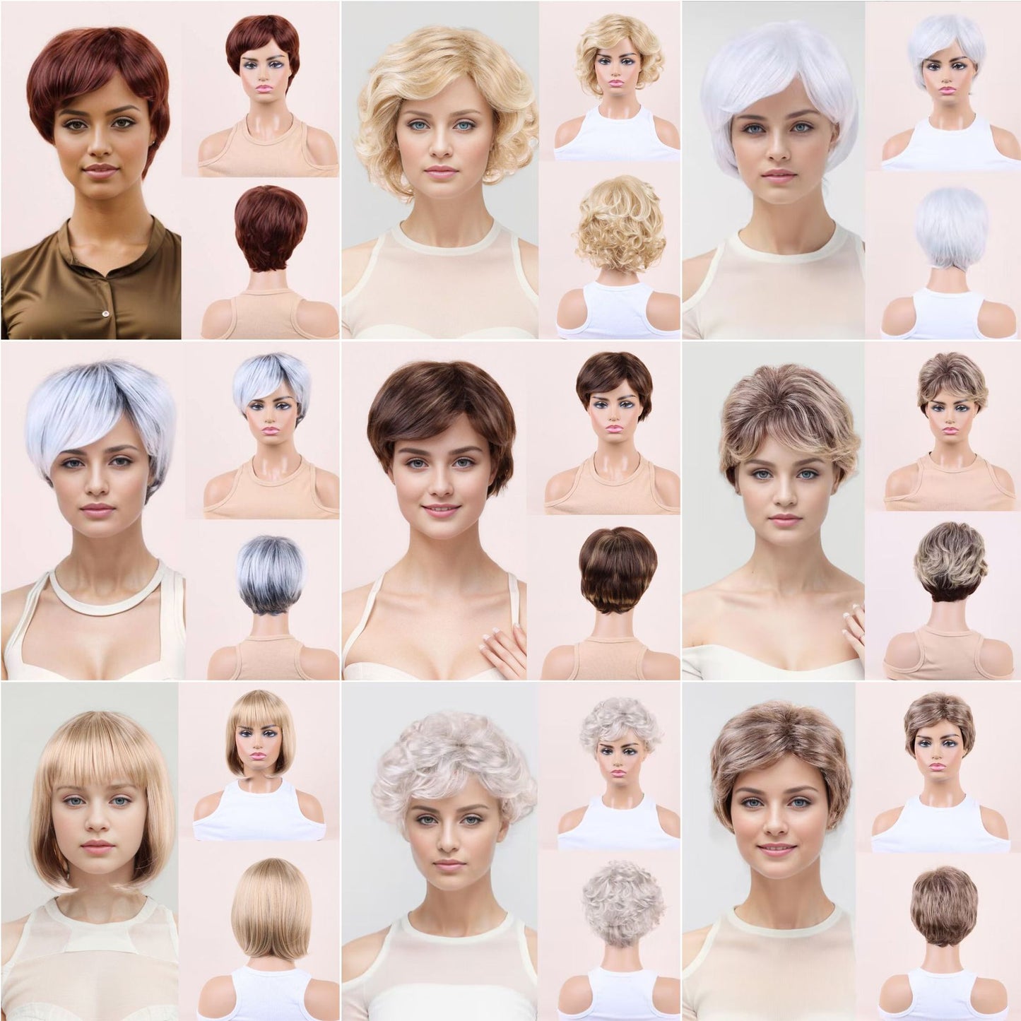 Women's Love Popular Hairstyle Rose Net Fiber Wig Short Curly Hair