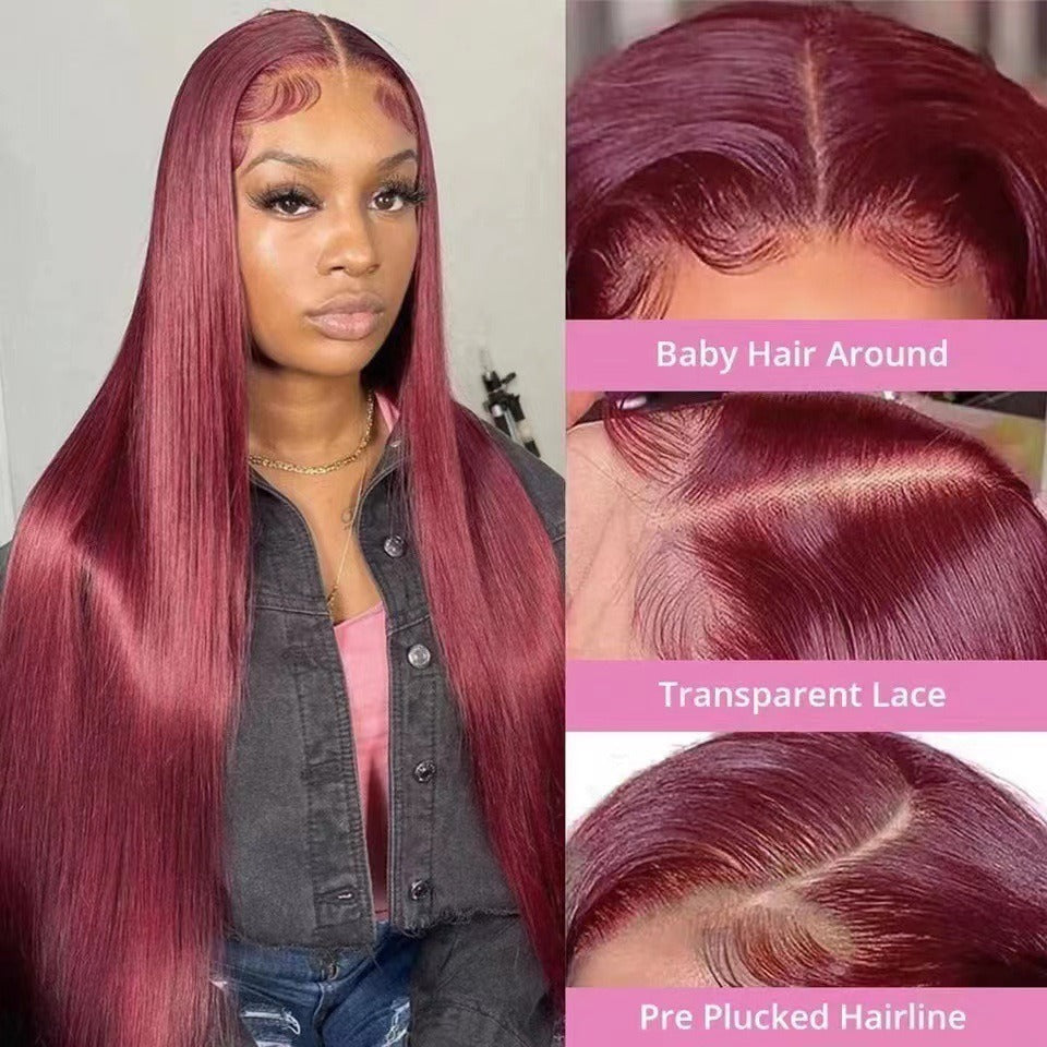 Fashion Mid-length Female Forehead Lace Fiber Long Straight Wig