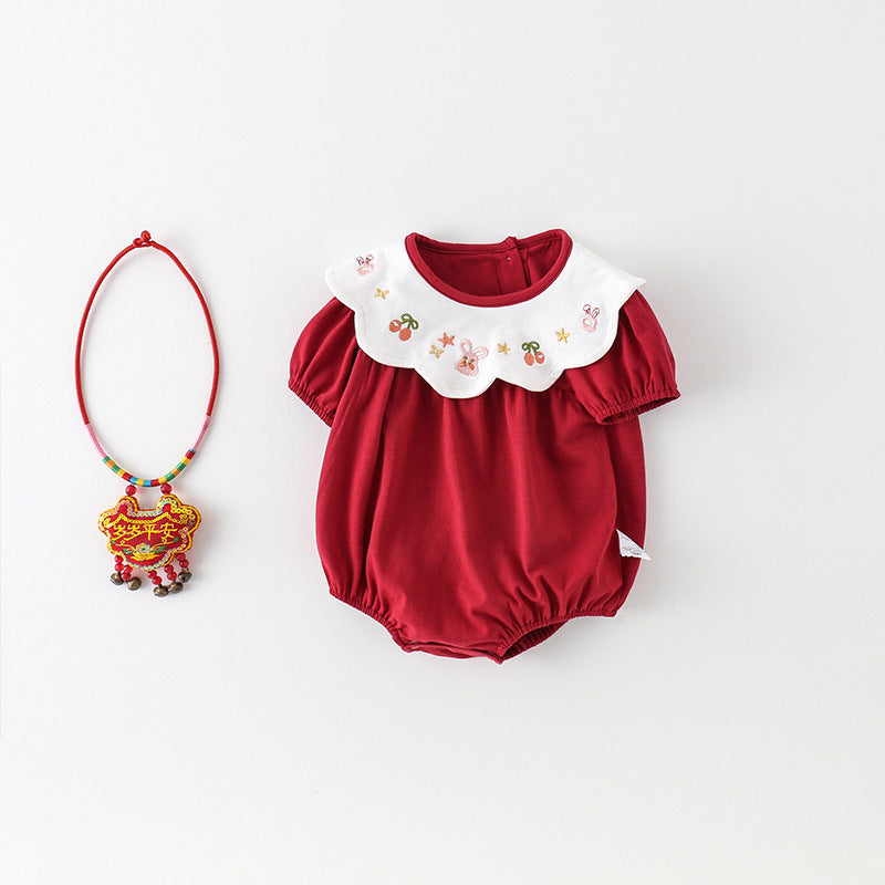 Jumpsuit Pure Cotton Summer Dress Born Days Year Short Sleeve Jumpsuit, Climbing Suit