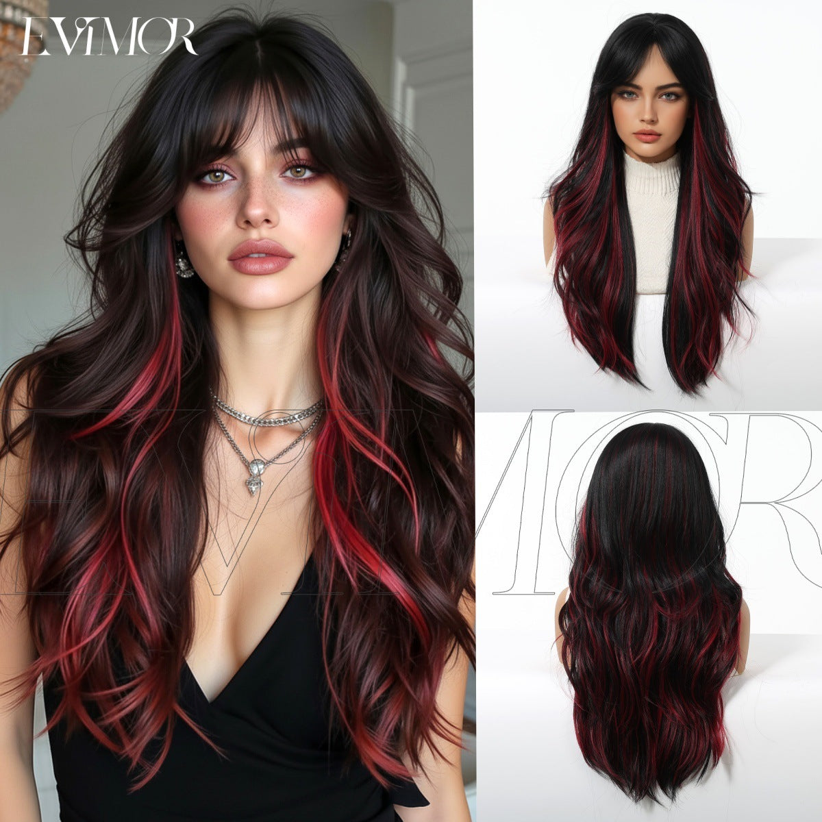 Festival Female Bangs Curly Hair Matte Fiber Wig Long Curls