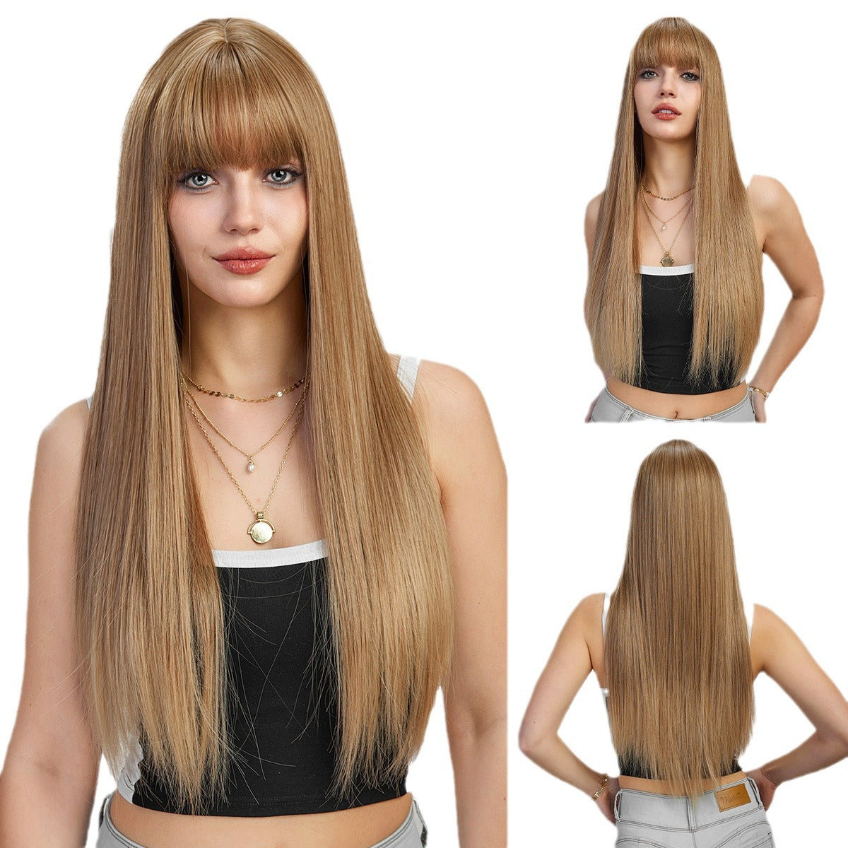 Women's Hair Fashion Hairstyle Lady Fluffy Natural Long Straight Wig