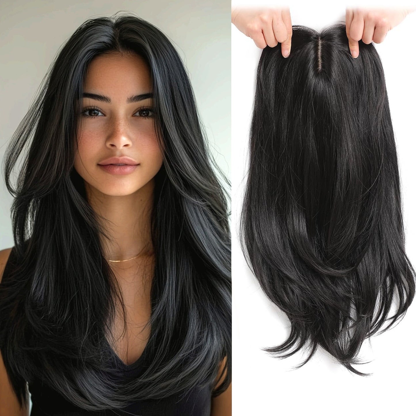 Women's Hairpiece Gradient Color Bangs Chemical Fiber Long Curly Hair Natural Wig