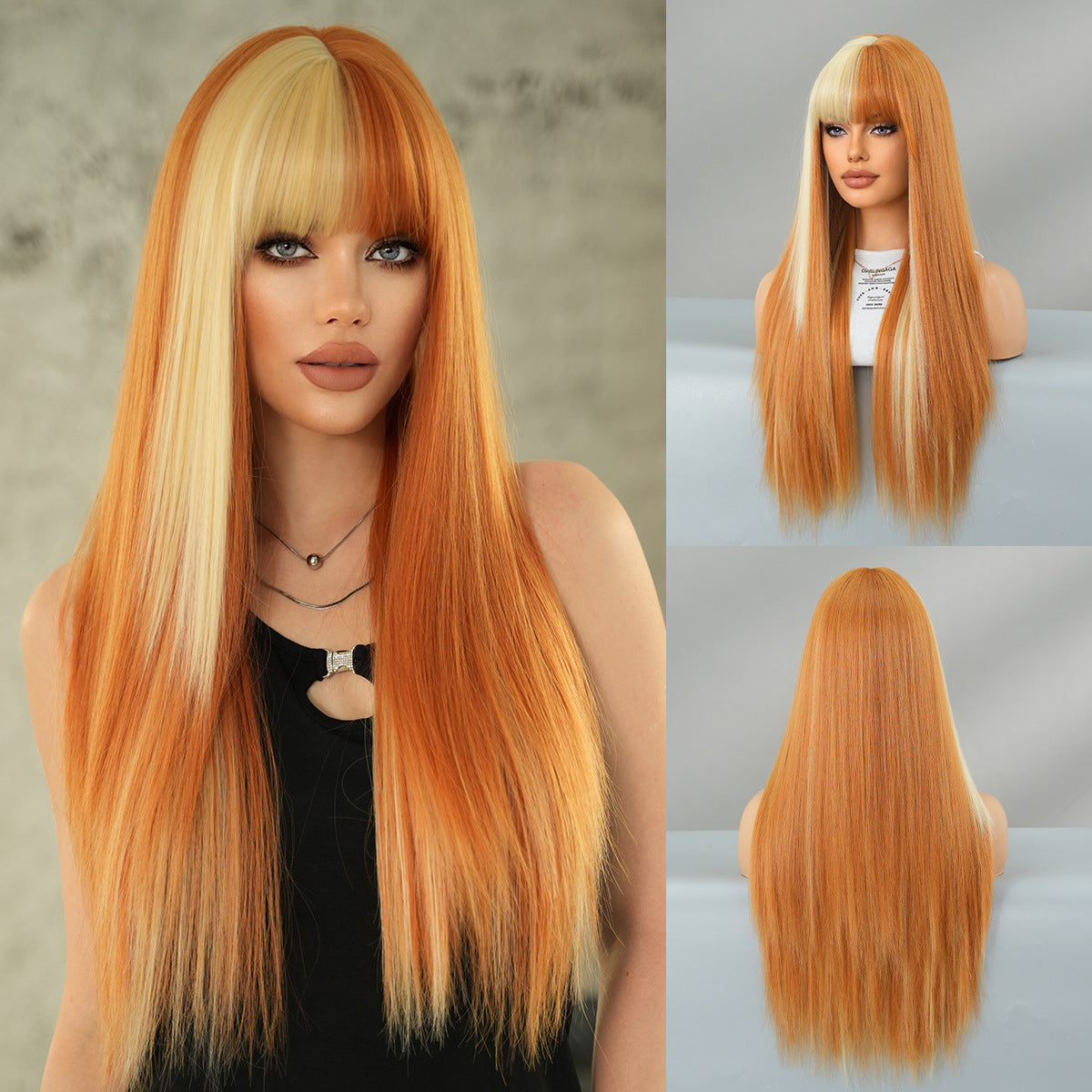 Optional Hair Bangs Female Natural Chemical Long Straight Wig