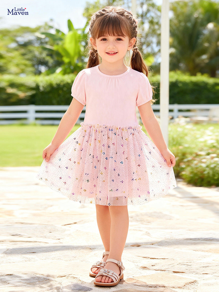 Children's Summer Short Sleeve Chiffon Skirt Cute Children's Dress