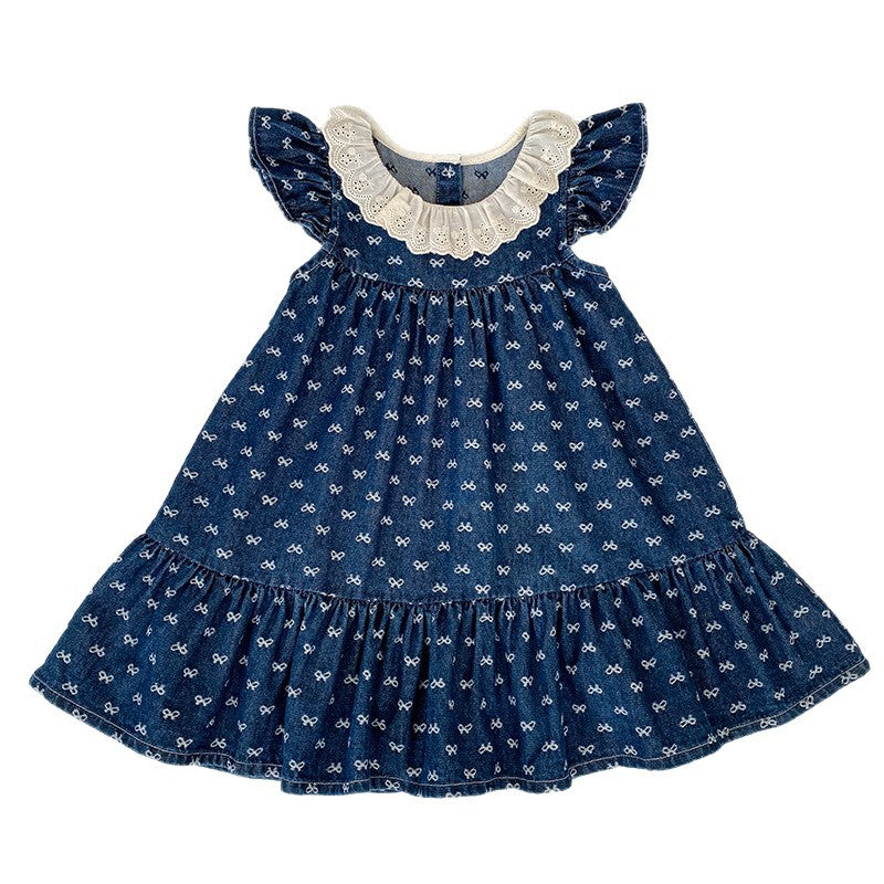 Bow Print Crawling Suit Jumpsuit Sisters Children's Dress