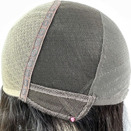 Women's Back Stitching Elastic Net Head Cover Human Hand Real Hair Wig