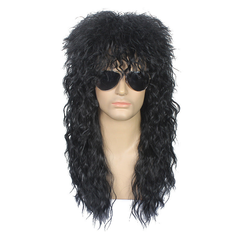 Men's Punk Long Curly Hair Halloween Rock Trend Cos Wig