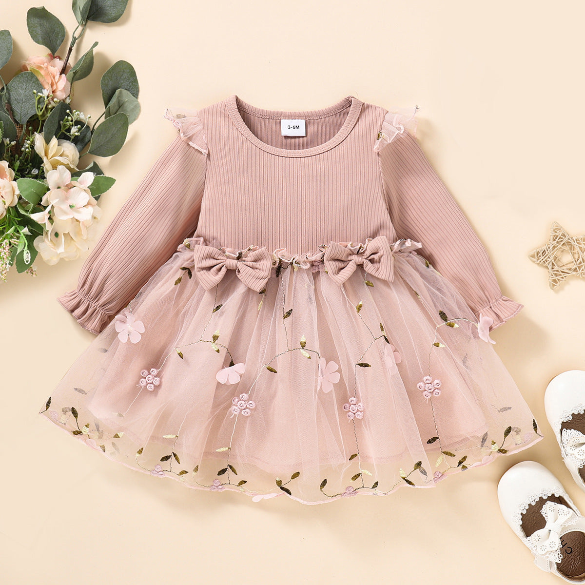 Children's Clothing Mesh Style Long-sleeved Skirt Trendy Children's Dress