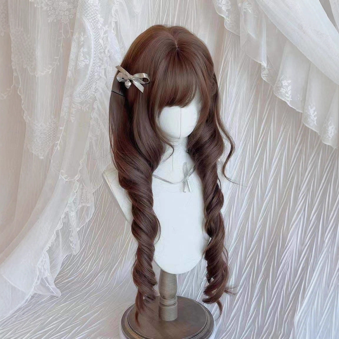 Ancient Early Jellyfish Roll Princess Hairstyle Short Sideburns Face Repair Wig Long Curls