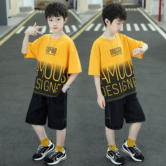 Children's Summer Set Trendy Handsome Fashionable Clothing Short-sleeved Children's Suit