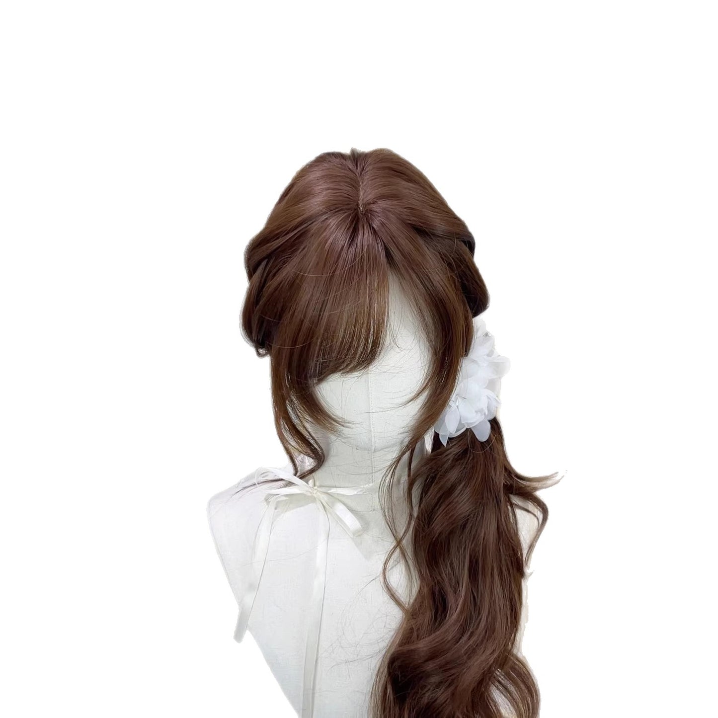Ancient Early Wind Curly Hair Chocolate Long Straight Wig