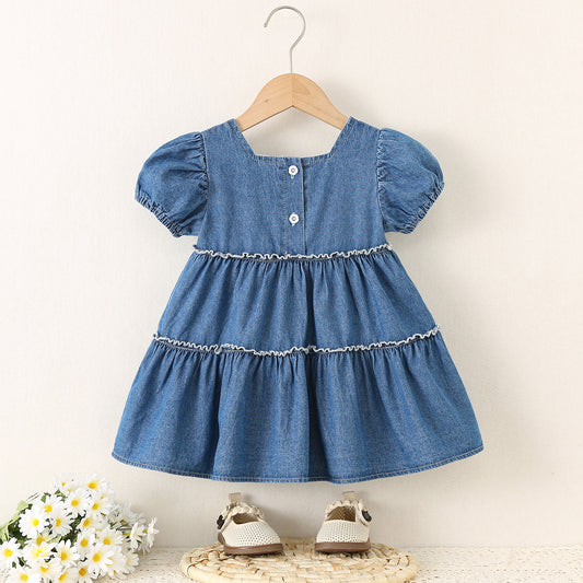 Children's Live Broadcast Denim Short Sleeve Children's Dress