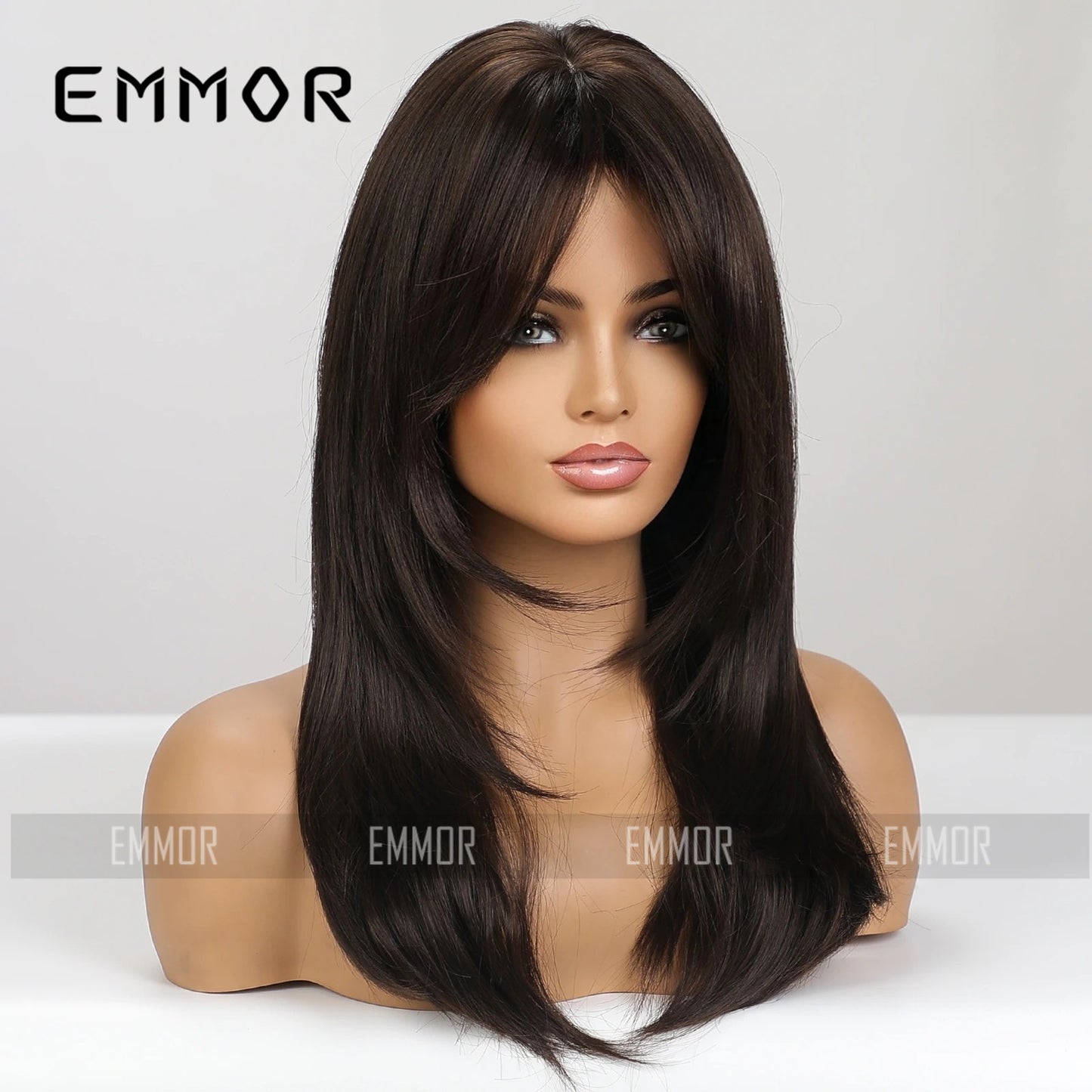 Women's Natural Black Bangs Mid-length Micro Curly Hair Simulation Chemical Wig Long Curls