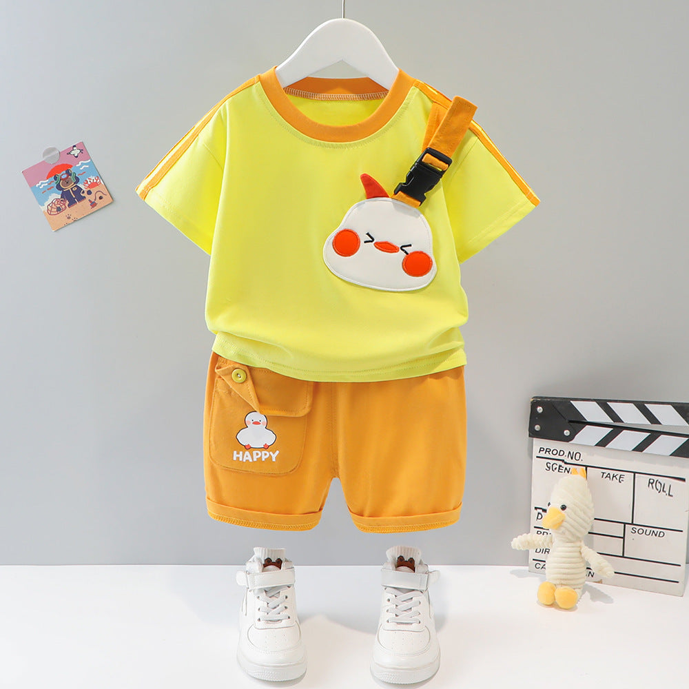 Children's Boys Summer Short-sleeved Cartoon Animal Two-piece Set Children's Suit