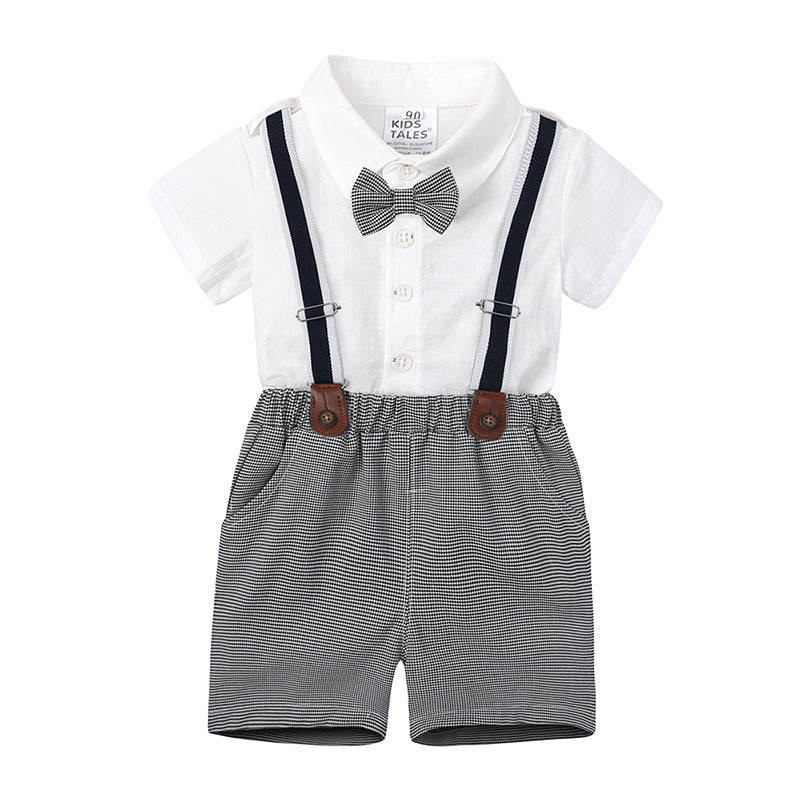 Children's Clothing Boy Short Sleeve Shirt Overalls Dress Children's Suit