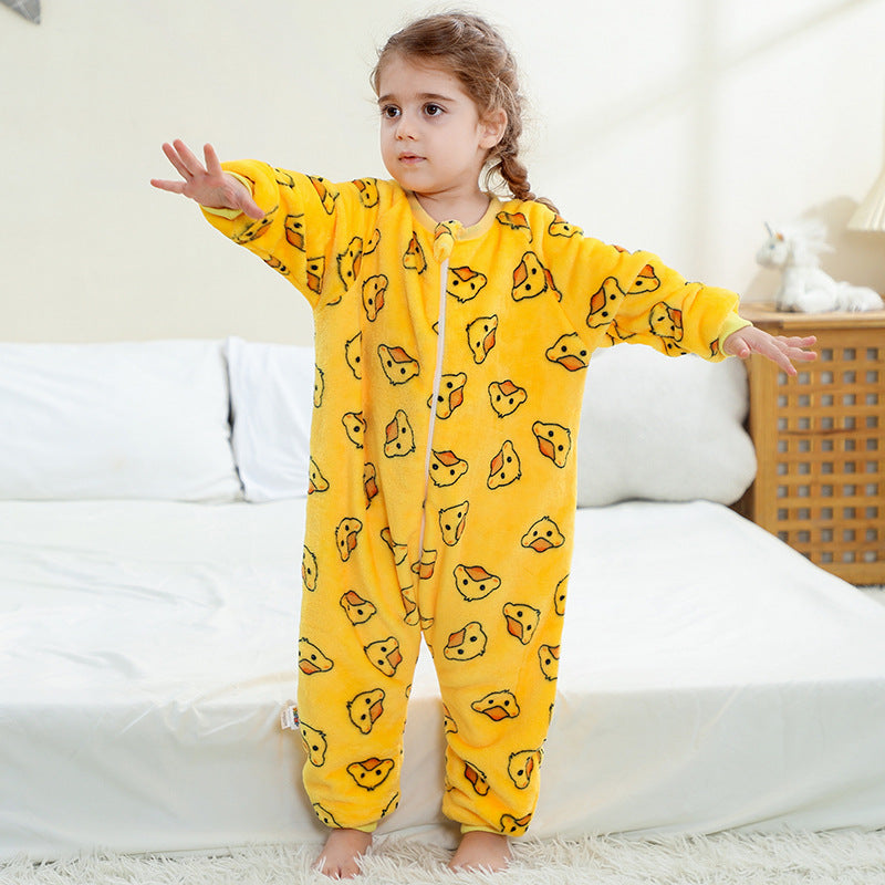 Children's Cute Flannel Jumpsuit Infant Toddler Cartoon Crawling Christmas Jumpsuit, Climbing Suit