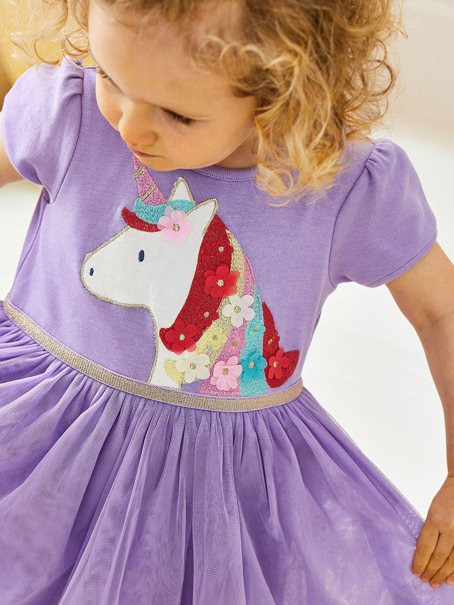 Children's Princess Summer Short-sleeved Cute Pure Cotton Children's Dress