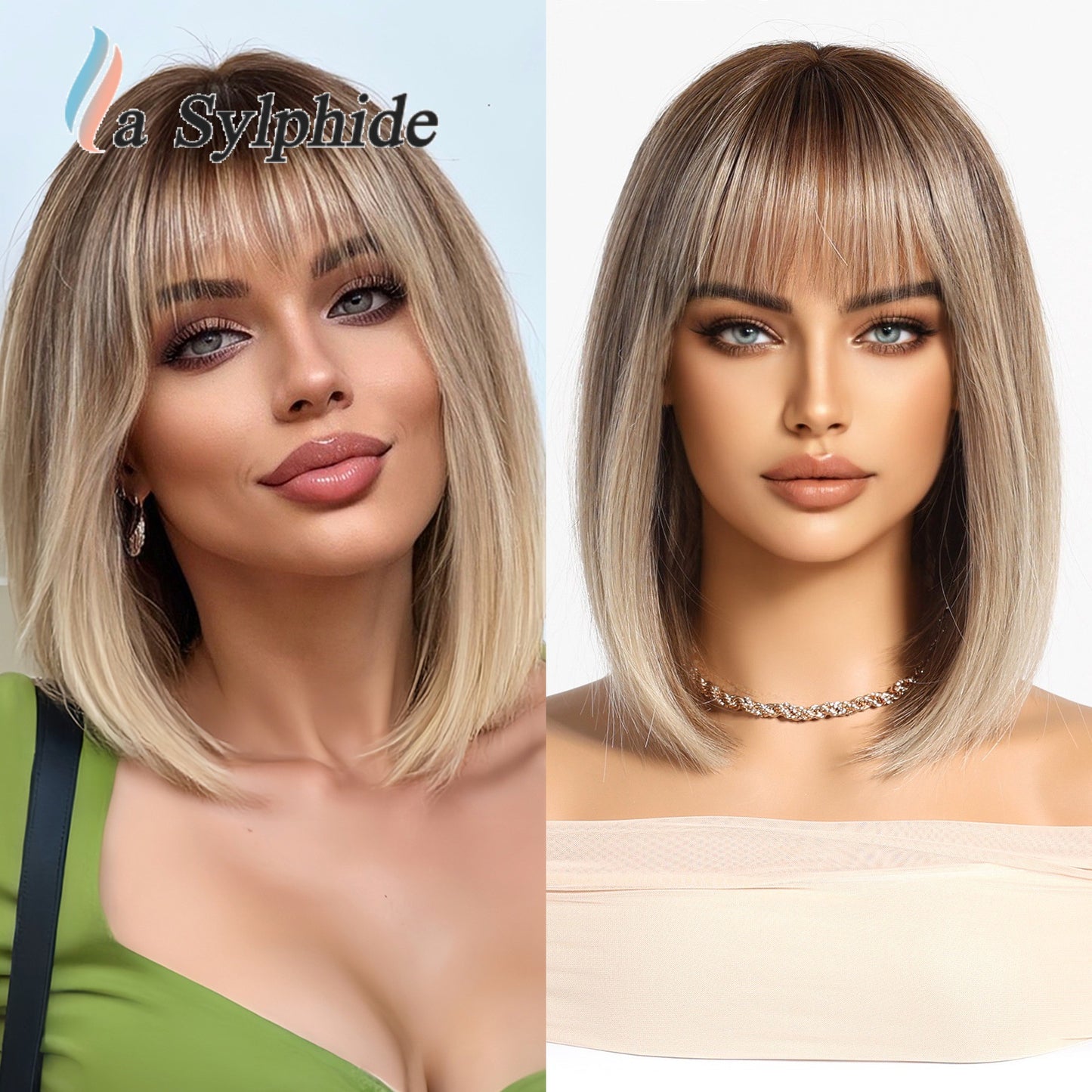 Full Head Cap Imitation Human Natural Top Wig Short Straight Hair