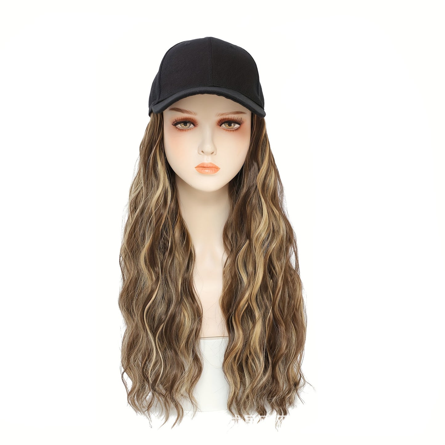 Women's Hair Peaked Cap With One-piece Curly Wig Long Curls