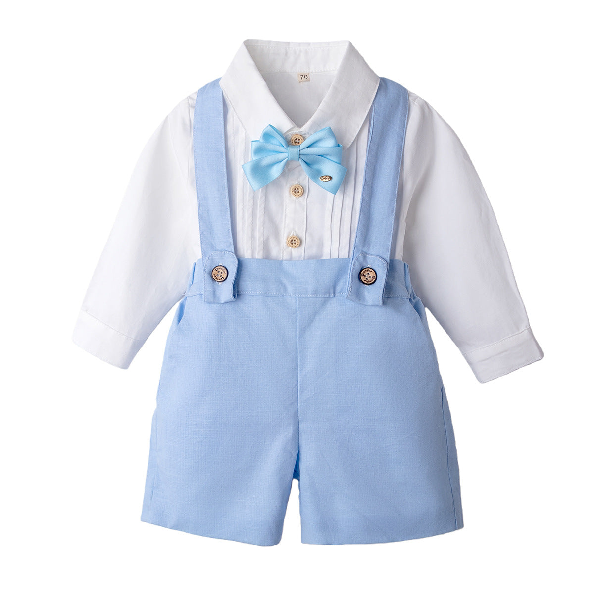 Children's Summer Clothing Solid Color Shirt Overalls Dress Two-piece Set Children's Suit